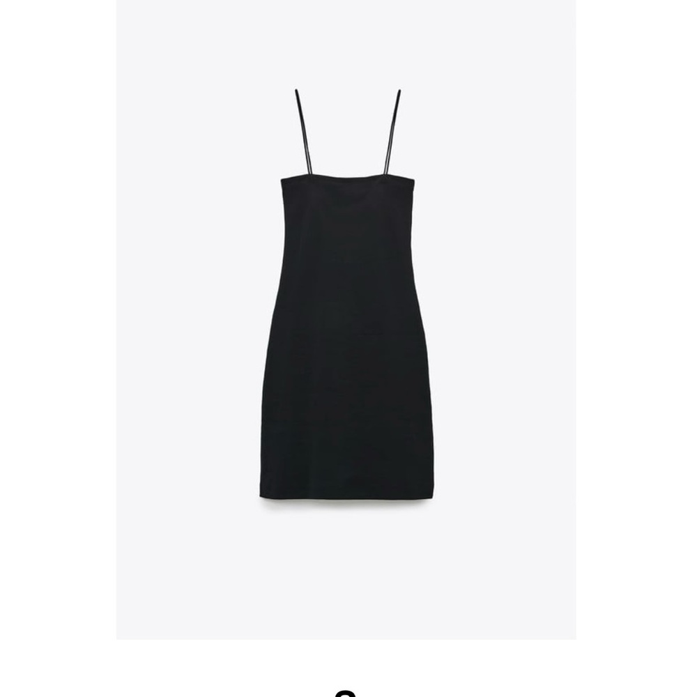 Zara Ribbed Elegant Black Spaghetti Strap Dress